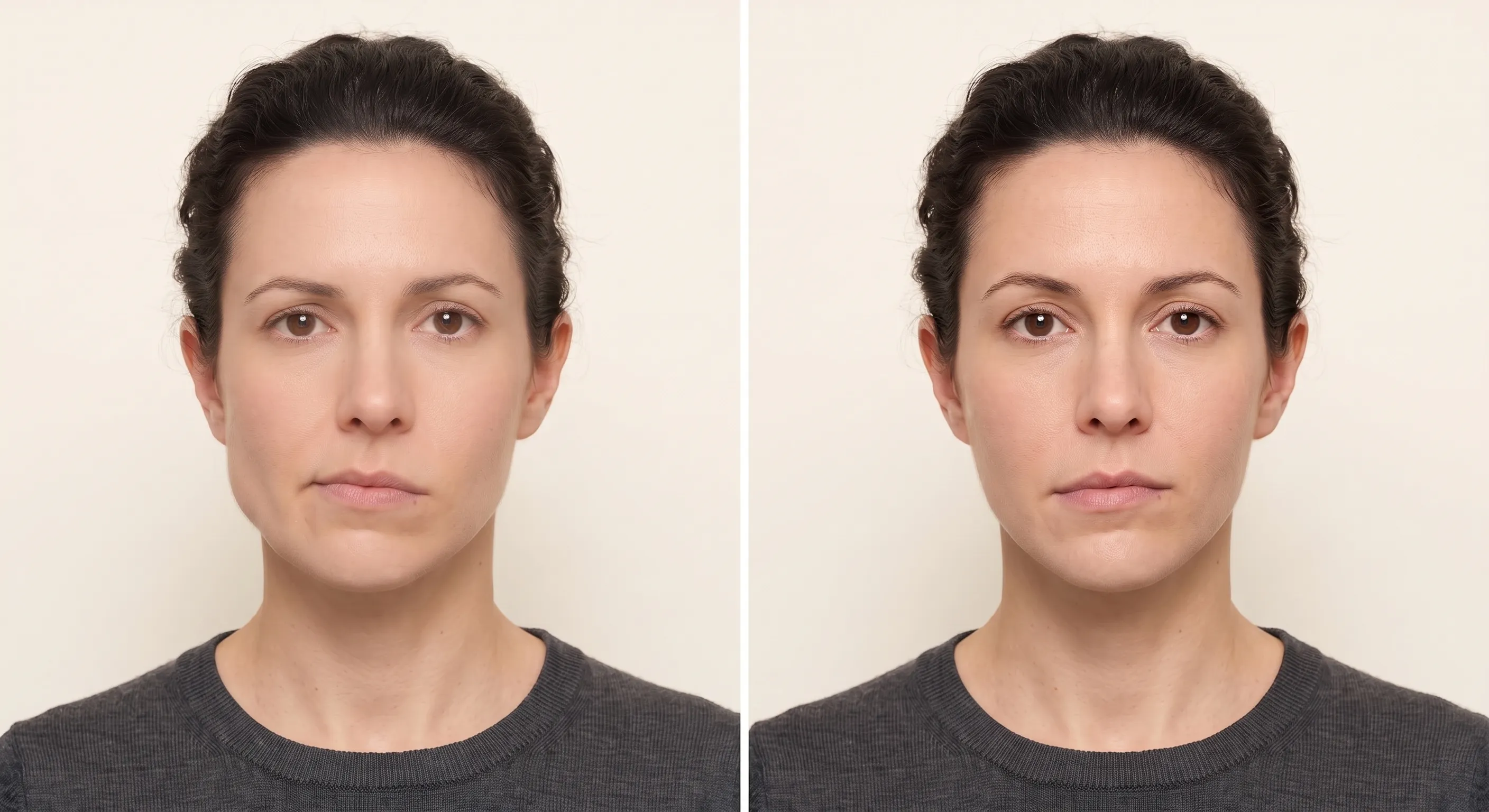 Comparación visual representativa de asimetrías faciales